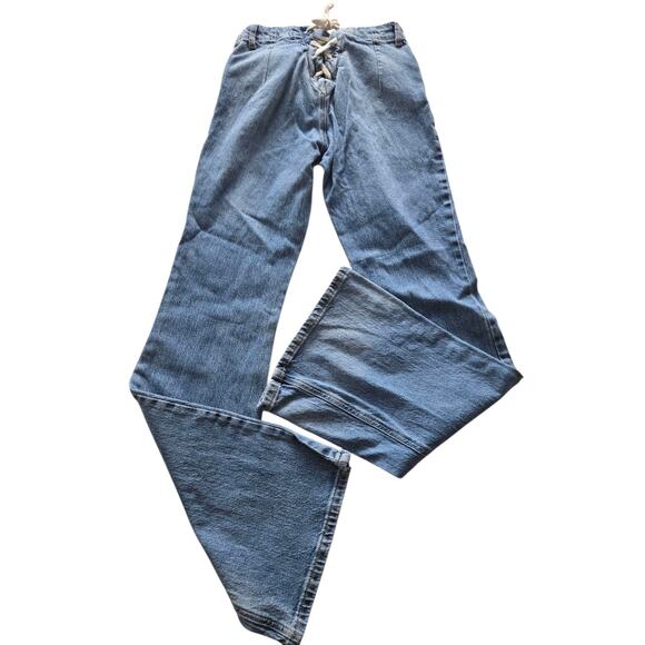 Urban Outfitters BDG Mid Rise Wide Leg Jeans Lace Up Denim Sz 26 X 32 Y2K - Picture 7 of 16
